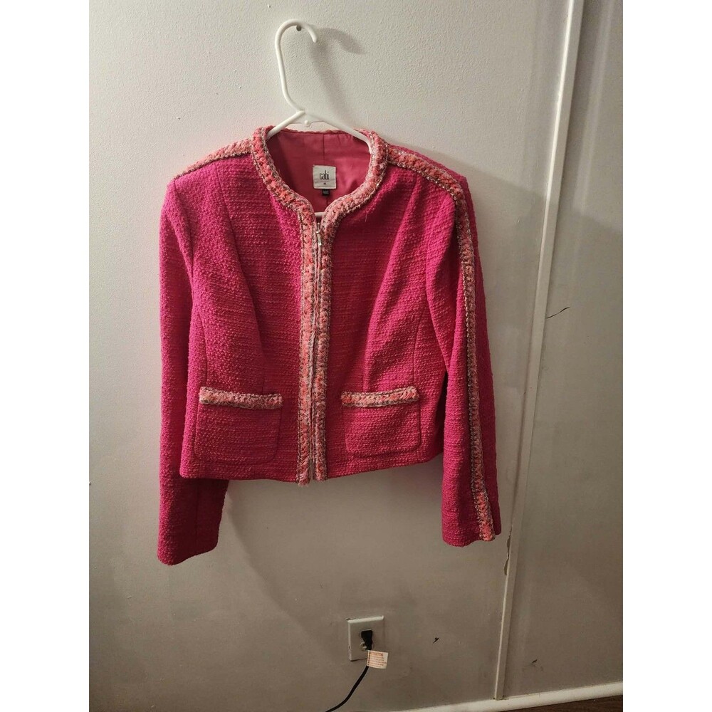 Cabi  Pink Tweed Ballroom Blazer With Shoulder Pads
